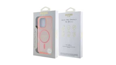 Guess PU 4G Logo Rückschale für iPhone 16 Pro Max Pink